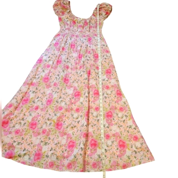 LoveShackFancy Vernon Dress Magenta Flower Fields Pink Midi Small Puff Sleeves - Picture 8 of 12